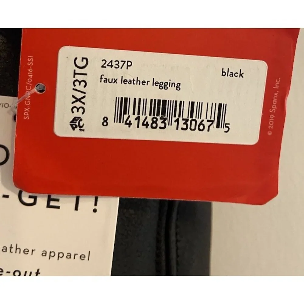 NWT Spanx Faux Leather Leggings Black Size 3X New - Picture 2 of 5